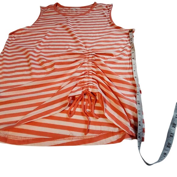 Time & Tru Womens Sleeveless Orange & White Striped Tank Top Size Large (12-14) - Picture 5 of 8